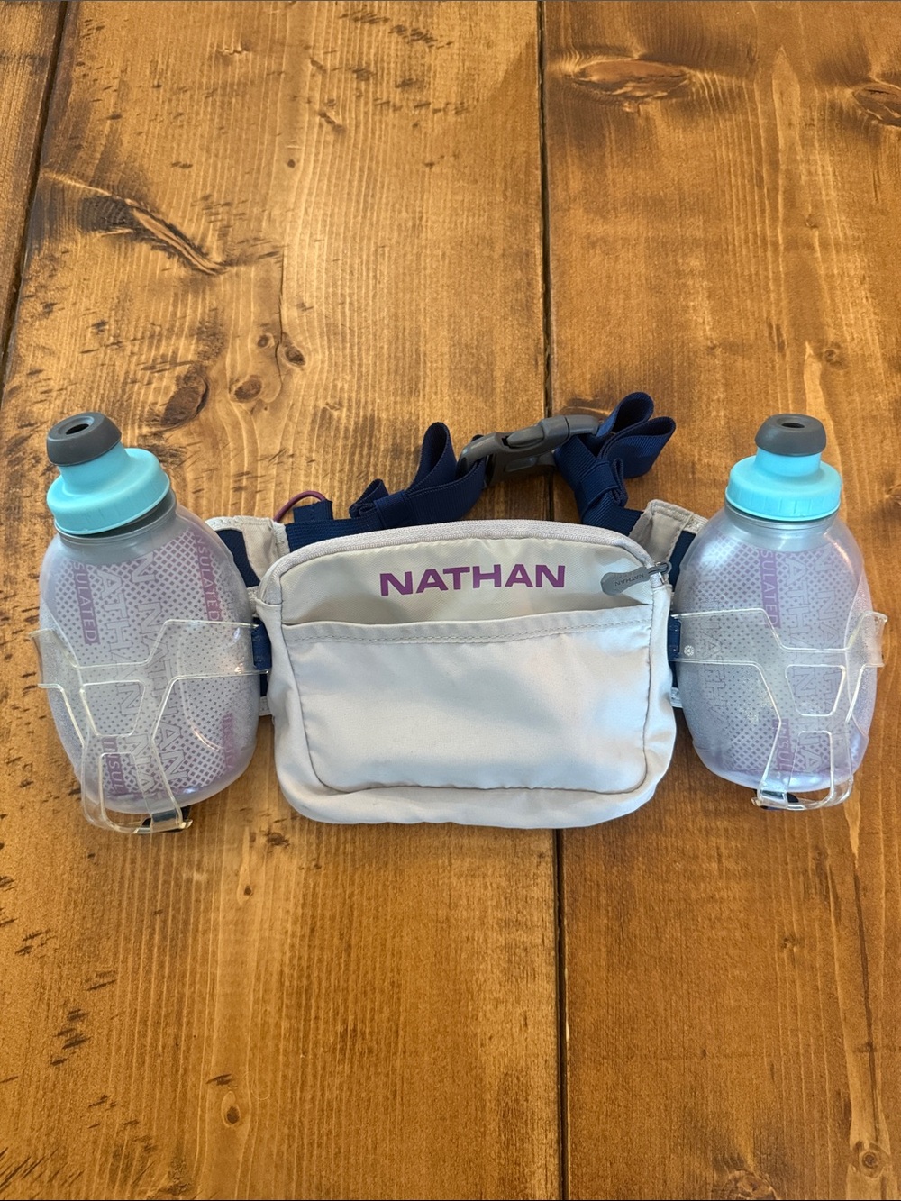 Nathan Women's Light Gray Running Waist Pack with Dual Bottles